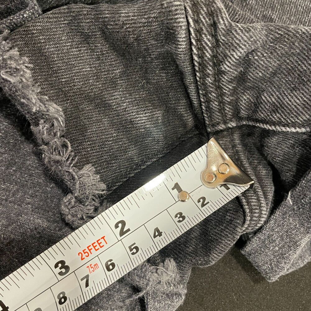 ~ LEVI'S 26 Ribcage Shorts Boho Cut Offs Button Fly Denim Black/Gray Fray Rolled - Picture 9 of 14